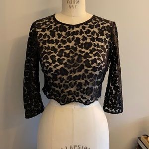 Zara cropped animal lace top